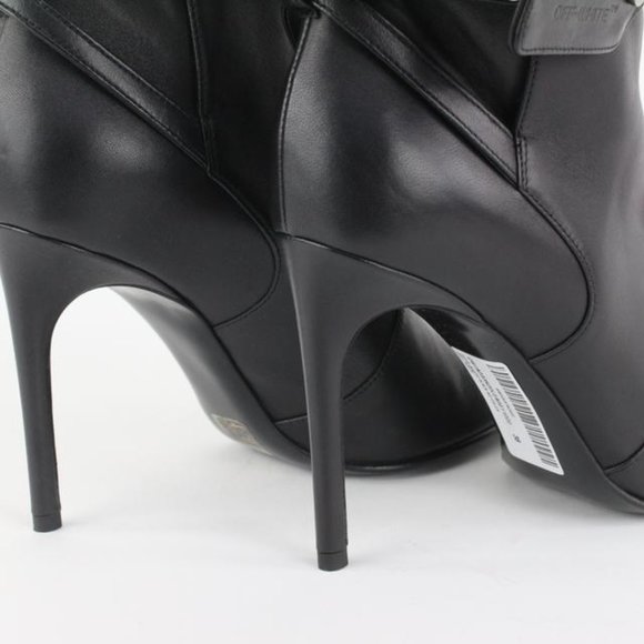 Off-White™ Sz 38 Black Leather Ziptie Bootie 106of14 - Picture 6 of 12